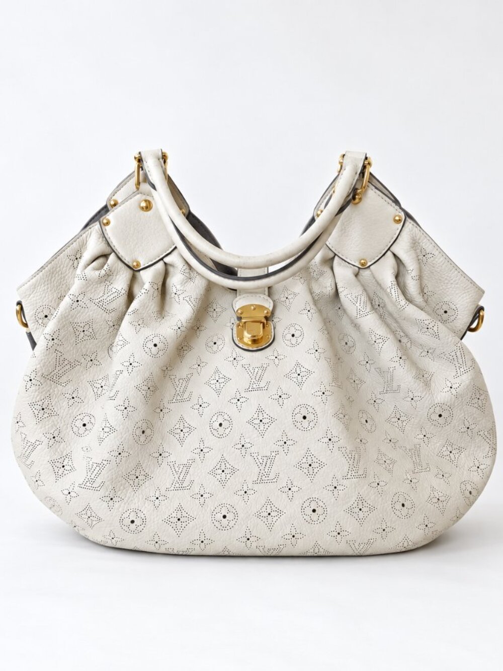 Louis Vuitton Mahina XL White Ivory Leather Hobo Bag